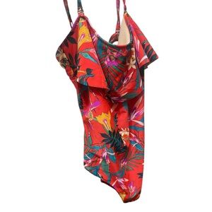 Old Navy Swimsuit Orange Floral Ruffle Tropical One Piece
Bathing Suit Size XL